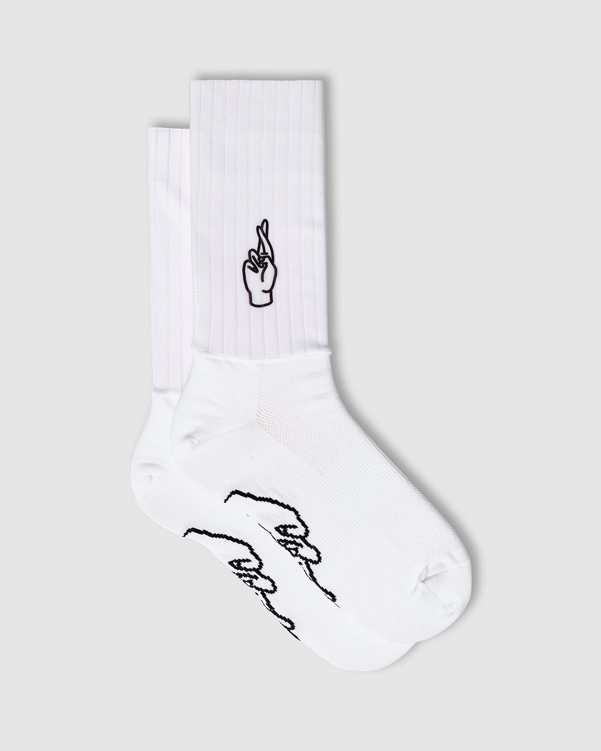 FINGERSCROSSED Aero 2.0 Logo White aero cycling sock
