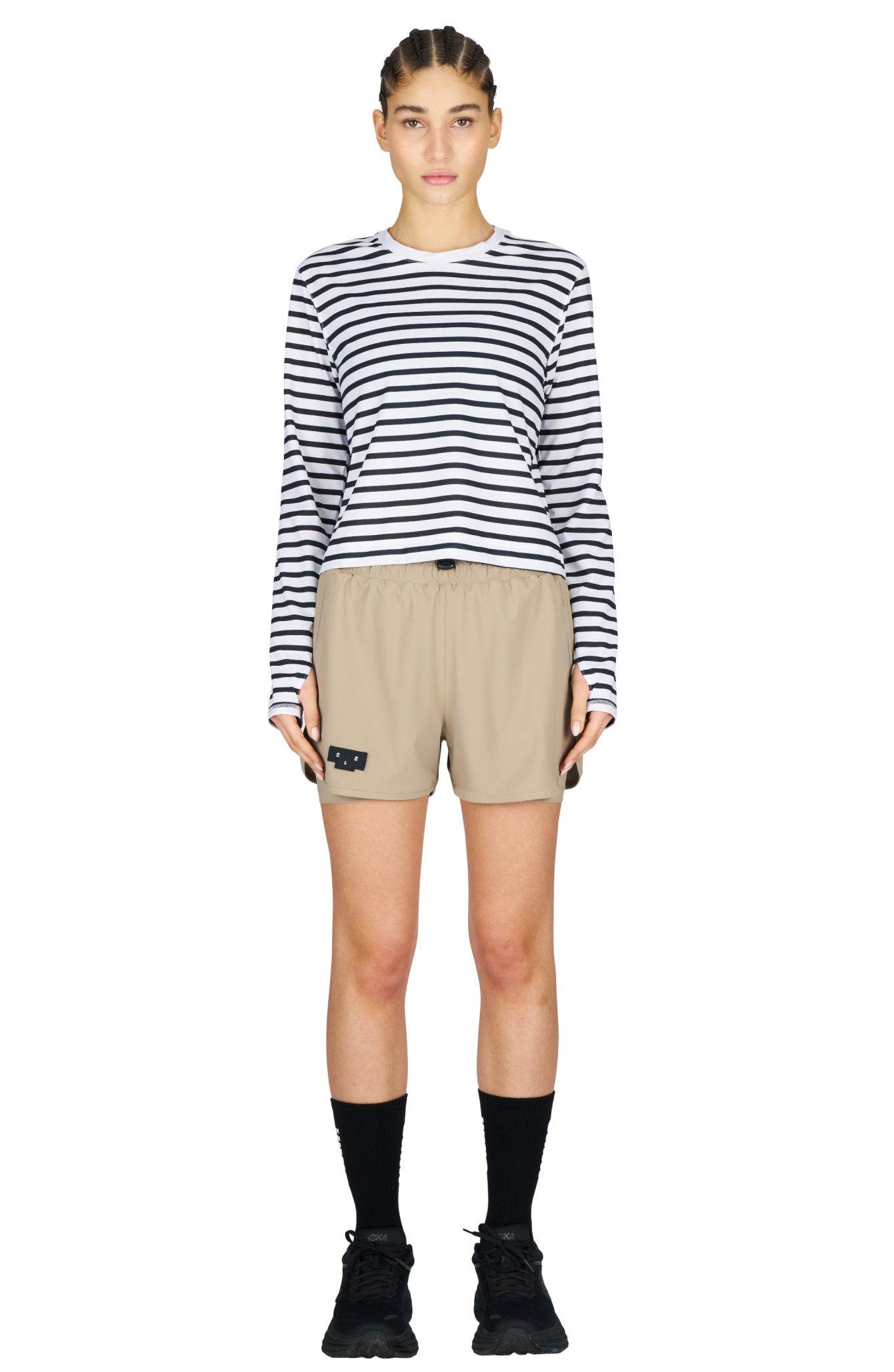 Striped LS W White and Navy