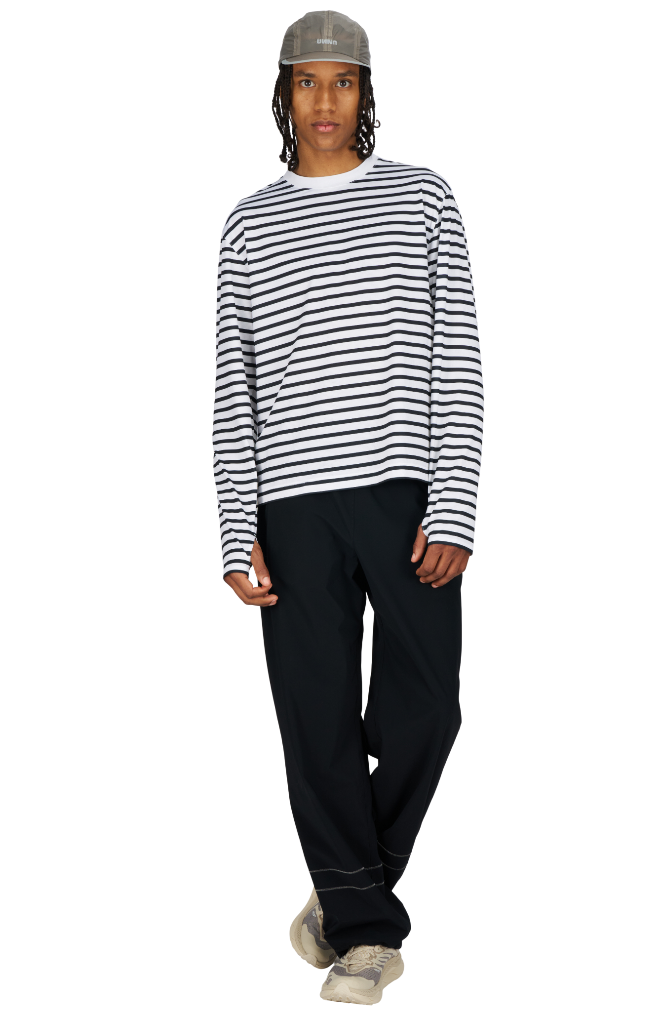 UNNA Striped LS - White and Navy