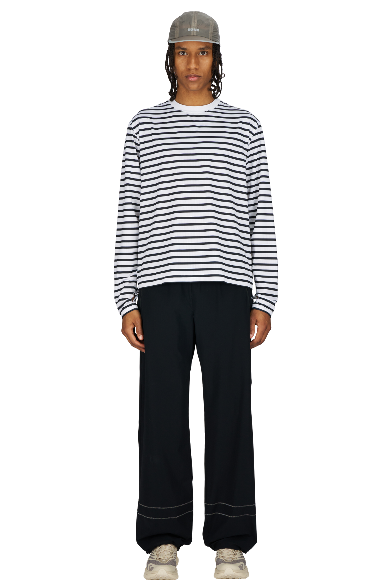 UNNA Striped LS - White and Navy