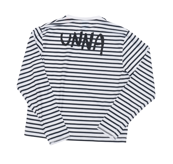Striped LS W White and Navy